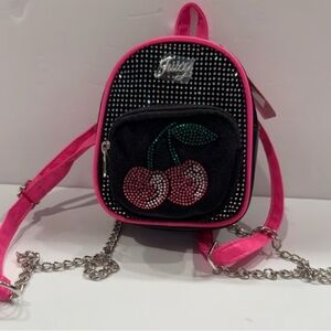 Juicy Couture Rhinestone Cherry Backpack in Black and Pink